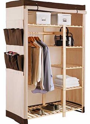 This Polycotton and Pine Wood Double Wardrobe is a great affordable storage solution. This wardrobe has one side for hanging clothes