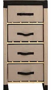 This Polycotton and Pine Wood 4 Drawer Storage Unit is practical and affordable. With a wood frame covered by polycotton. these versatile drawers will look at home in your bedroom. bathroom or any other room. Polycotton covering with pine frame. Size