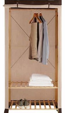 Unbranded Polycotton and Pine Wood Single Wardrobe -
