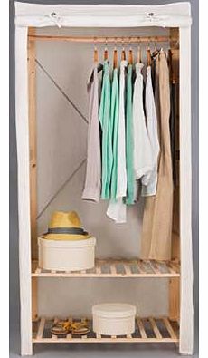 Unbranded Polycotton and Wood Single Wardrobe - Natural