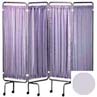 This set of four beige polyester screen curtains fits onto the frame of the four panel folding