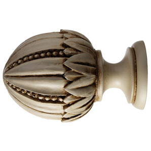 Pomegranate Finial- Antiqued White
