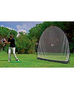 White knotless net. Size (H)210, (W)274, (D)175cm. Fibre glass pole. Polyester grass mat. Size (W)61