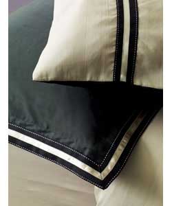 Unbranded Premium Brand Pair of Oxford Pillowcases - Black and Stone