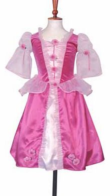 A fairytale princess dress with a soft velour bodice in cerise pink with pretty floral trims. The style has pretty organza sleeves and is embellished with pink flowers on the bodice. sleeve and skirt. Suitable for height 86 to 92cm. For ages 18 month