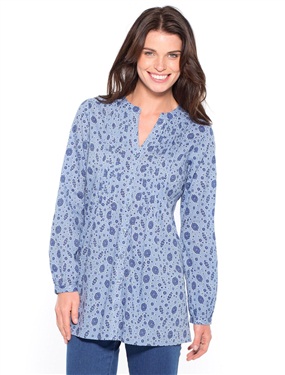 Unbranded Printed Blouse with Long Roll-Up Sleeves