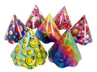 Printed Card Cone Hats 84 pk