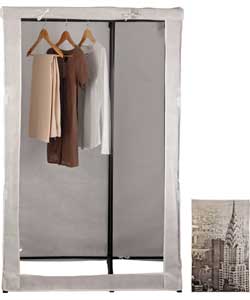 Unbranded Printed Design Single Canvas Wardrobe - Black