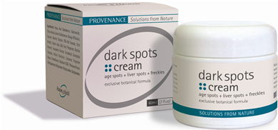 Provenance Dark Spots Cream helps lighten the dark spots in the skin (age spots, liver spots,