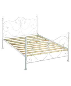 Metal frame with white finish.Overall size (H)105, (W)142, (L)204 cm. Packed flat for home