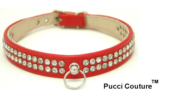 Pucci Couture 2 row diamante collar in red Pet Accessorie