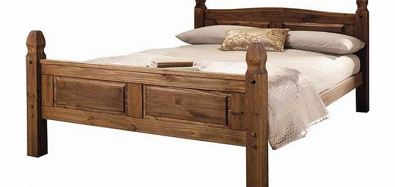 This timeless solid pine bed. in a dark wax finish. features an inlaid design on both the headboard and footboard with decorative black metal studs in the posts. It will provide both a rustic and traditional feel to your room. Part of the Puerto Rico