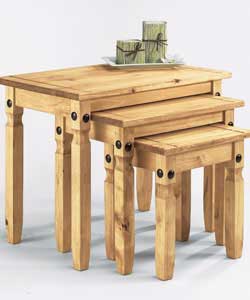 Size (L)42, (W)66, (H)53.5cm.Set of 3.Light rustic wood.Weight 14kg.Self-assembly: 1 person recommen