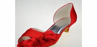 Unbranded Pumps Satin Low Heel Chunky Heel Pumps Red