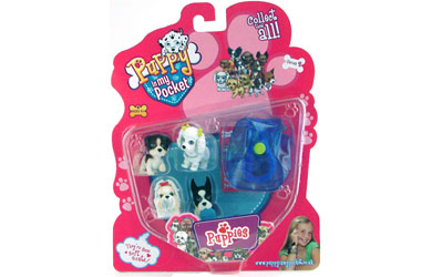 4 adorable puppies and a litttle pouch!