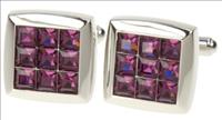 Unbranded Purple Blue Crystal Panel Cufflinks by Simon