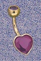 purple cubic zirconia heart body bar