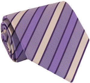 Unbranded Purple Silver D/Stripe Woven Silk Tie