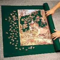 The special adhesive felt of the Puzzle Roll allows you to work on your puzzle anywhere then simply