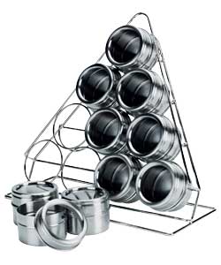 Unbranded Pyramind 10 Piece Stainless Steel Spice Rack