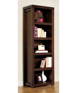 Dark stain and Solid pinewood. 4 Adjustable shelves. Size (H)195, (W)50, (D)50cm.Requires two 2 peop