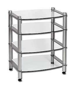 RAC TC8 Hi-fi Stand with Glass Shelves - Silver Finish