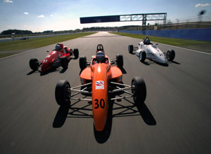 Unbranded racing car driving at Silverstone