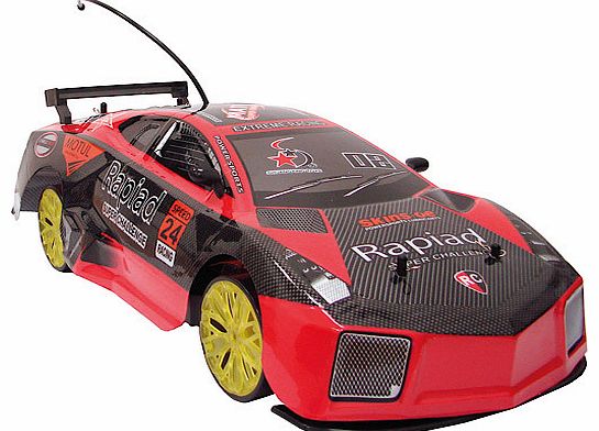 Features 1. Pneumatic drifting tires 2. Full directional control handset 3. Front suspension 4. Authentic graphics 5. 1:10 scale The Radio Controlled Racing Drift Car is designed for the serious RC fan. At 1:10 scale, this stunning vehicle looks just