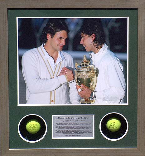 Unbranded Rafael Nadal and Roger Federer dual signed presentation