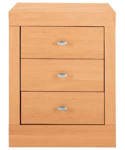 Foil finished beech effect with brushed silver effect finish handles.Drawers with smooth glide