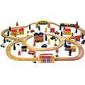 A deluxe wooden railway set containing 100 pieces