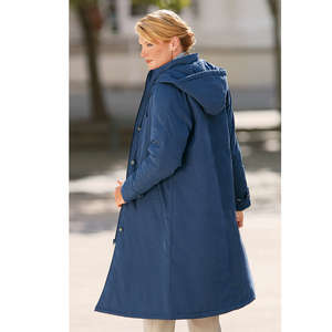 raincoat, designed in a soft velvety peachskin feel fabric. carefully finished: zip under placket wi