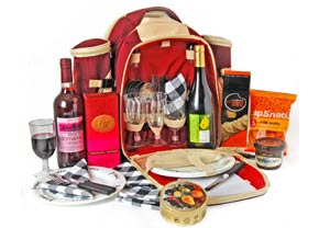 This colourful array of delights is packed into an extremely handy four person picnic back-pack. All