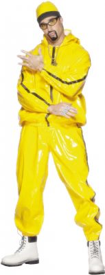 This PVC rapper suit comes with Jacket with hood  trousers and hat Chest 42-44`` / 106-111cms Waist