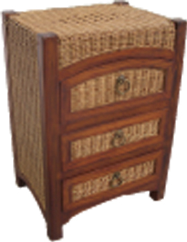 RATTAN 3 DRAWER CHEST