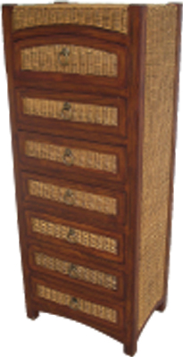 RATTAN 7 DRAWER CHEST