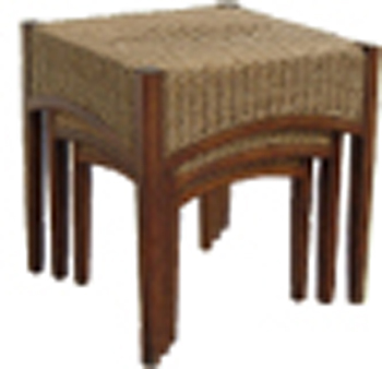 RATTAN SET OF 3 COFFEE TABLES MED H21W19D19 H52.7cmW46.9cmD46.9cm SMALL H18W15D15