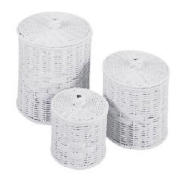 Unbranded Rattan Round Storage Basket White Set of 3