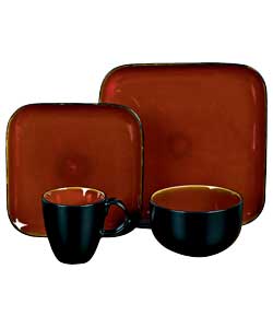 4 place settings.Set includes 4 dinner plates, 4 side plates, 4 bowls and 4 mugs.Size of dinner plat