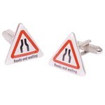 Onyx Art stylish set of Ready And Waiting cufflinks. These well made Onyx Art road sign cufflinks