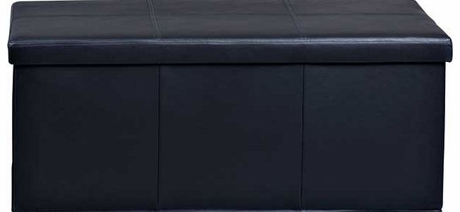 Unbranded Real Leather Extra Large Ottoman - Black