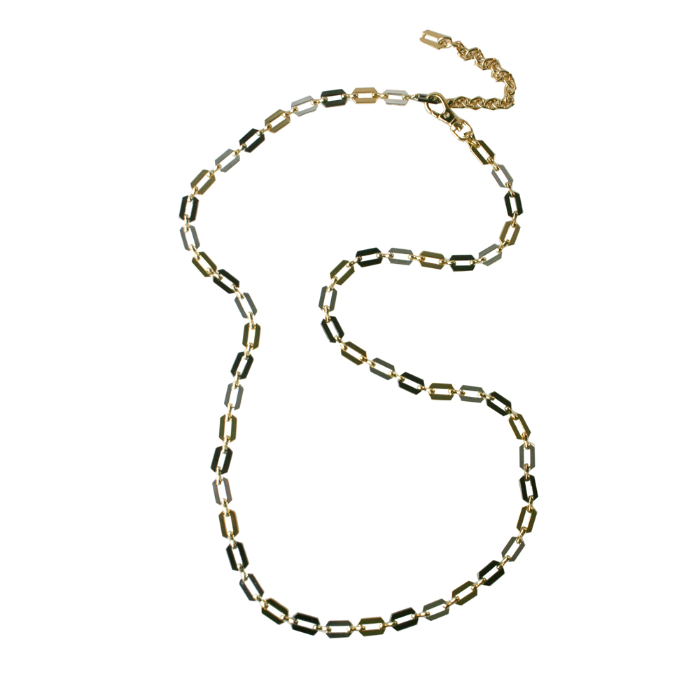 Unbranded Recktangle Link Necklace Black and Silver