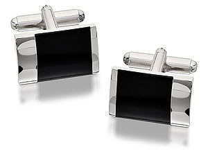 Unbranded Rectangular Black Resin Cufflinks - 015308