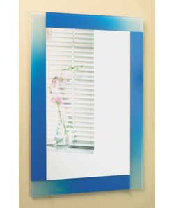 Rectangular Mirror with Blue Frosted Faded Edging