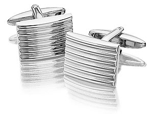 Unbranded Rectangular Ribbed Swivel Cufflinks - 015325