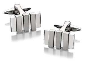 Unbranded Rectangular Triple Stripe Cufflinks - 015347