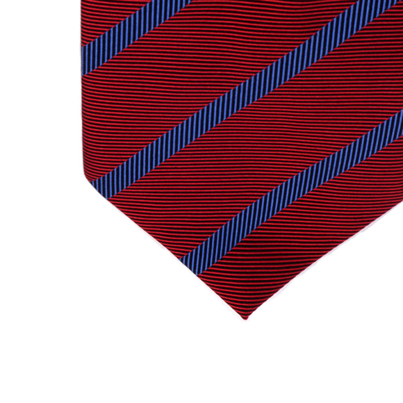 Red & Blue Keston Stripe Woven Silk Tie