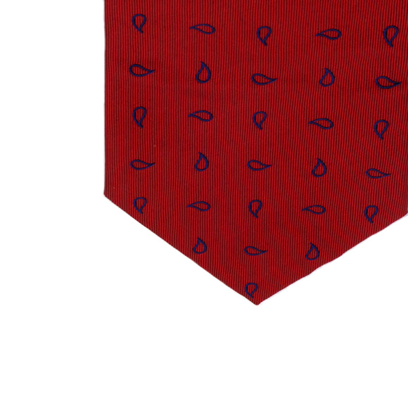 Red & Navy Teardrop Woven Silk Tie