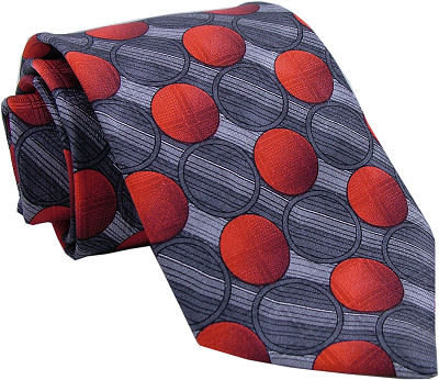 Unbranded Red Grey Circles Silk Tie