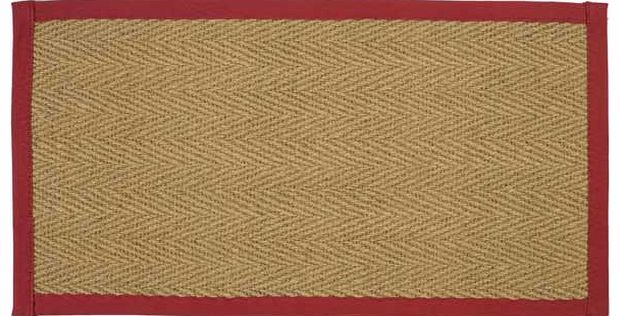 Red Herringbone Design Latex Backed Rug - 122cm